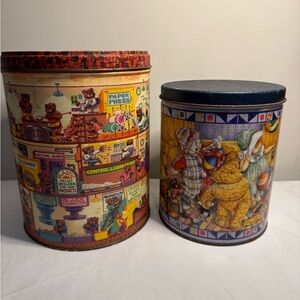 Pair Of Vintage Tins Little Dutch Boy Bakery And A Recycling Center Are Featured